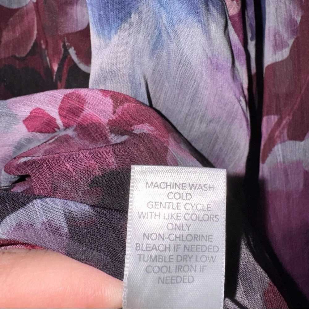 CJ Banks Purple Floral ruffle button down long sleeve Blouse top 1x NWT - Picture 16 of 16